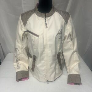 Harley-Davidson Women's Cream and Pink Large Riding Jacket Lighweight